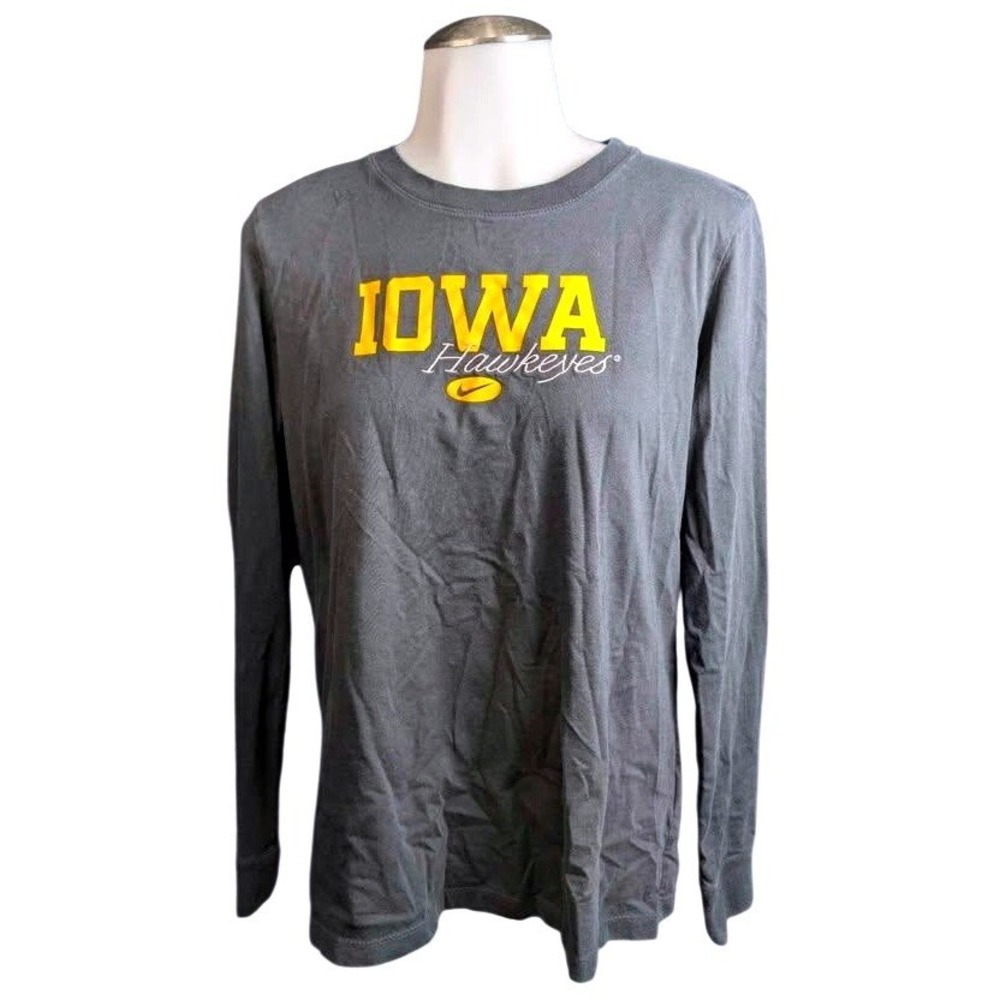 The Nike Tee~Iowa Hawkeyes~Long Sleeve Shirt~Size Large ~ Gray Graphic Tee NCAA